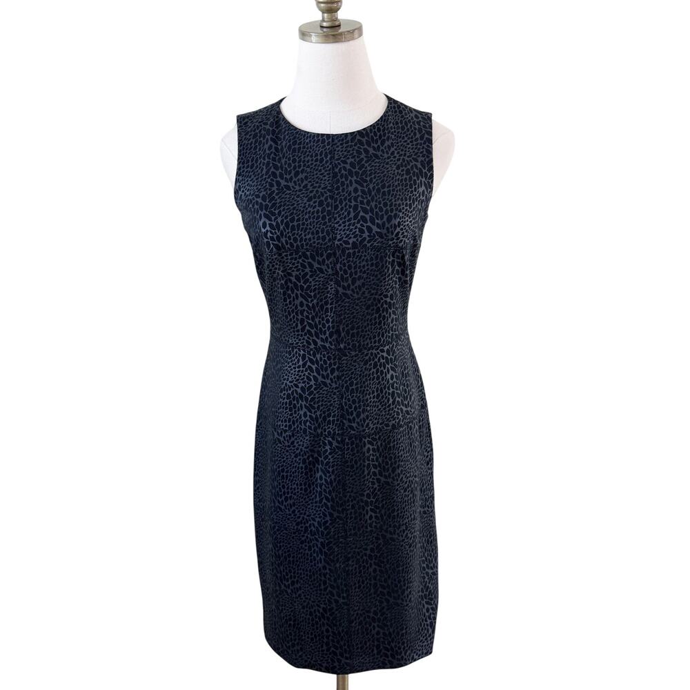 Donna Morgan Black Abstract Print Sleeveless Pencil Dress Women's Sz 4 Crew Neck